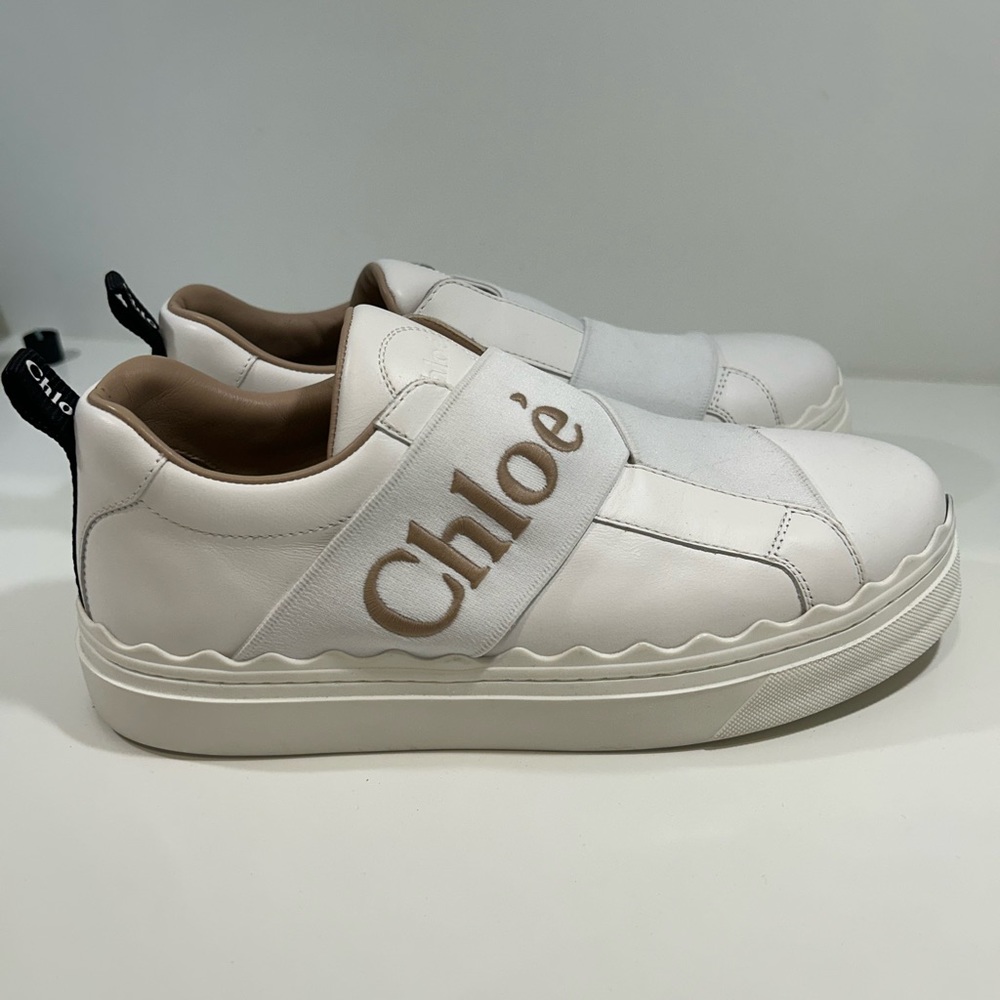 Chloe Lauren Logo white leather sneakers size 37